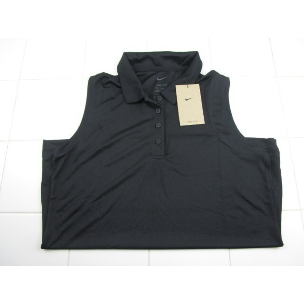 Nike Dri Fit Victory Sleeveless Golf Polo Black Women's Medium DH2312-010